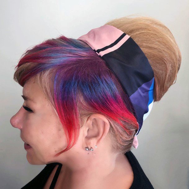 Multi Color Ombre With Pink, Blue And Purple Bouffant