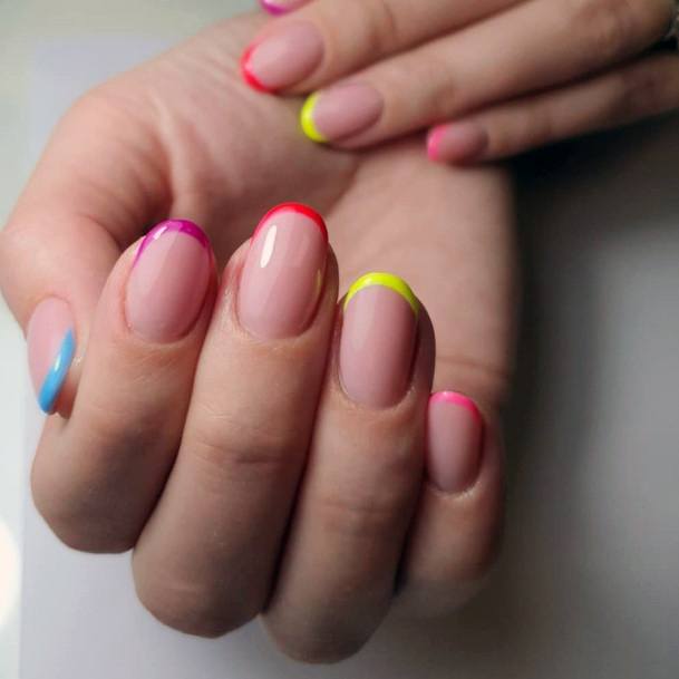 Multi Colored French Nails