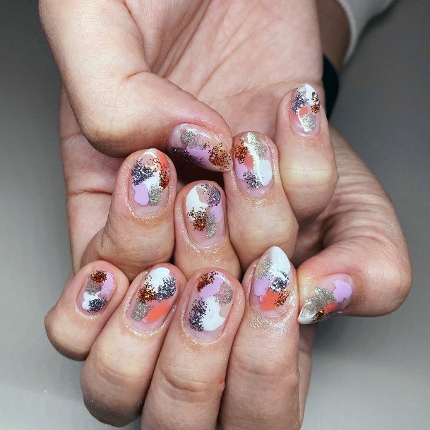 Multi Colored Splodge Nail Design