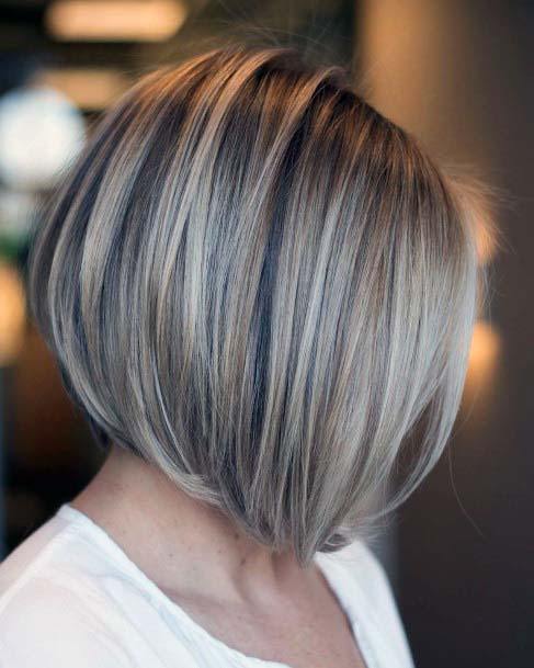 Multi Dimensional Brown And Blonde Straight Highlighted Bob Womens Hairstyle