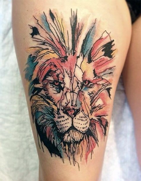 Multi Faceted Lion Tattoo For Women