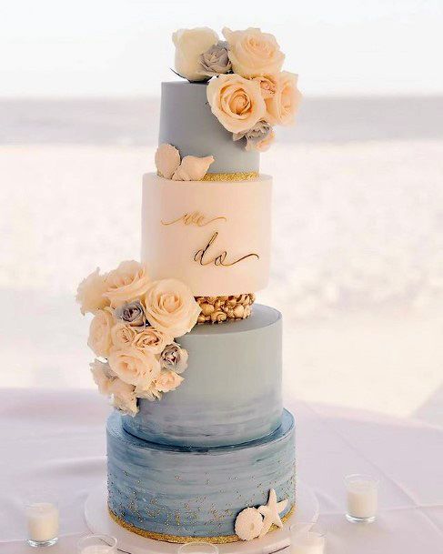 Multiple Layered Beach Wedding Cake Floral Women