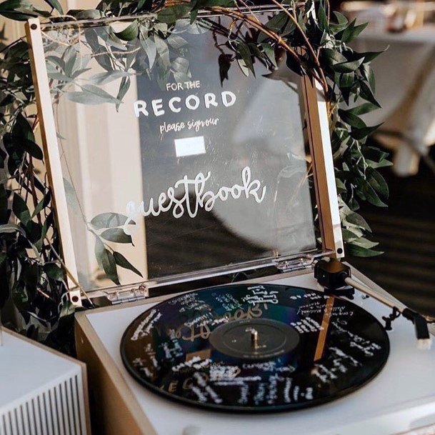 Musical Retro Record Wedding Guest Book Ideas