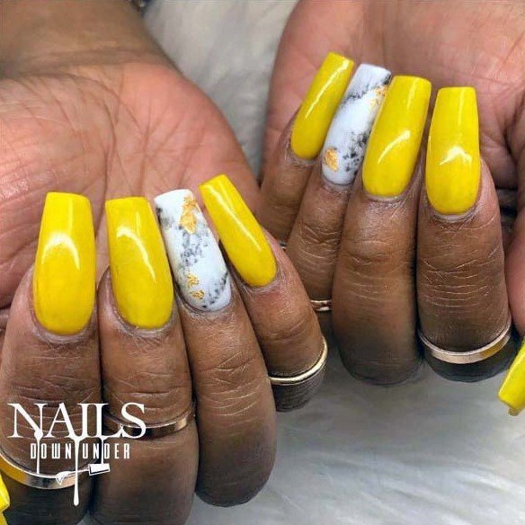 Mustard Yellow Bright Nails For Women