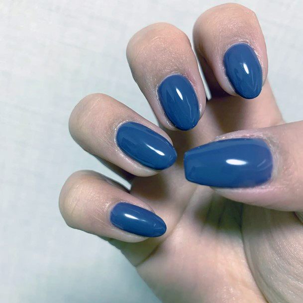 Muted Blue Fall Design Nail Color