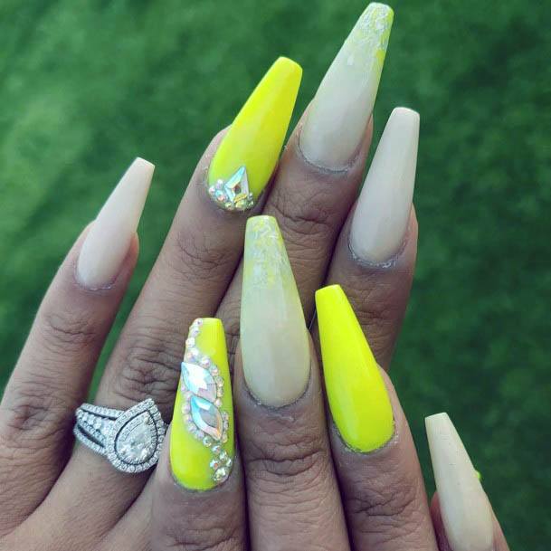 Muted Neon Yellow Nails Women