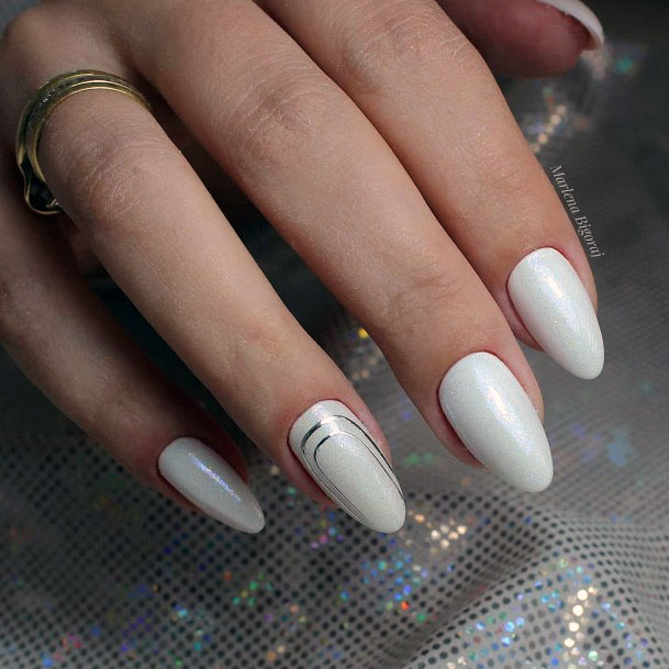 Muted White Gel Nails Women