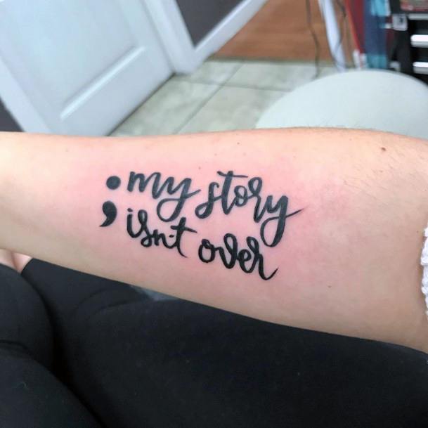 My Story Isnt Over Semi Colon Tattoo Womens Forearms