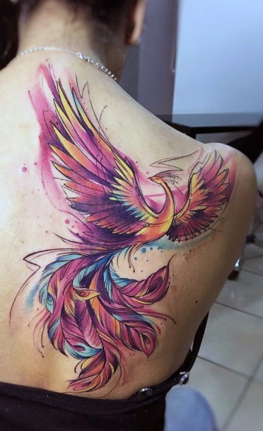 Mystic Phoenix Tattoo Womens Back