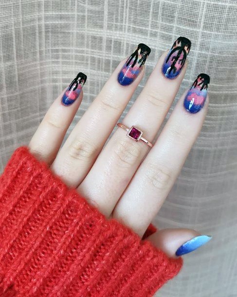 Mystical Dark Shaded Cactus Nails Women