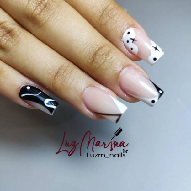 Nail Ideas Black And White Design For Girls