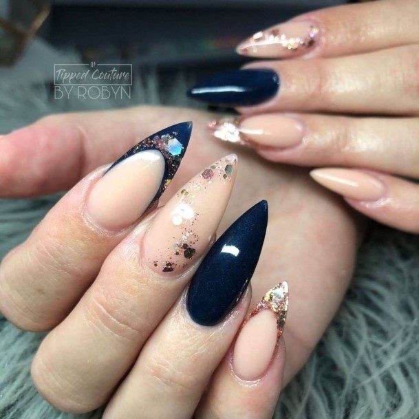 Nail Ideas Blue And Gold Design For Girls