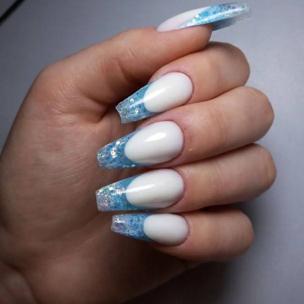 Nail Ideas Blue Glitter Design For Girls