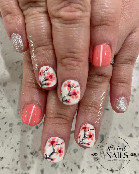 Nail Ideas Bright Coral Design For Girls