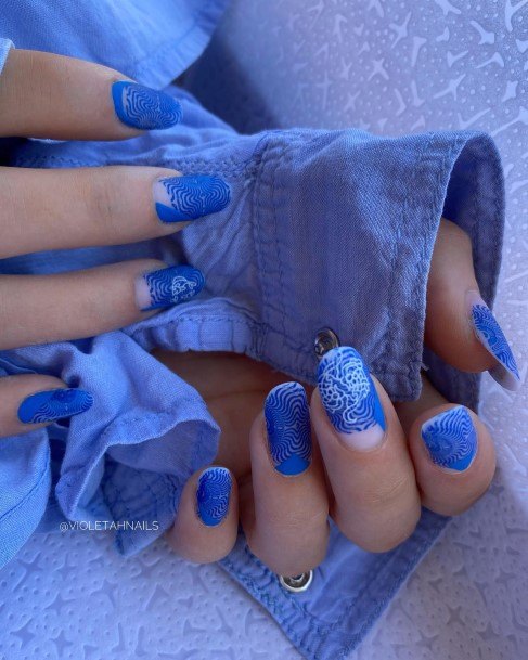Nail Ideas Dark Blue Matte Design For Girls