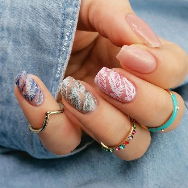 Nail Ideas Feather Design For Girls