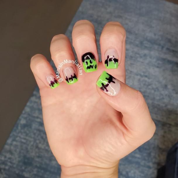 Nail Ideas Frankenstein Design For Girls