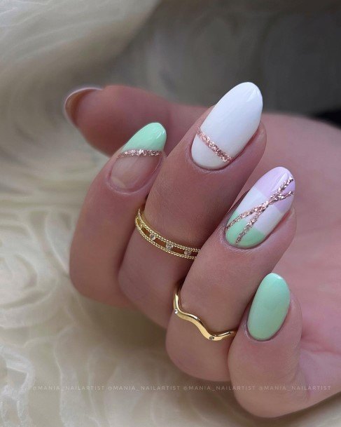 Nail Ideas Green And Pink Design For Girls
