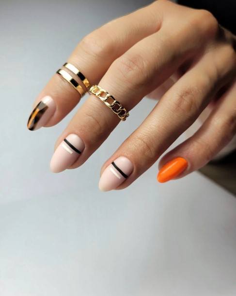 Nail Ideas Orange And White Design For Girls