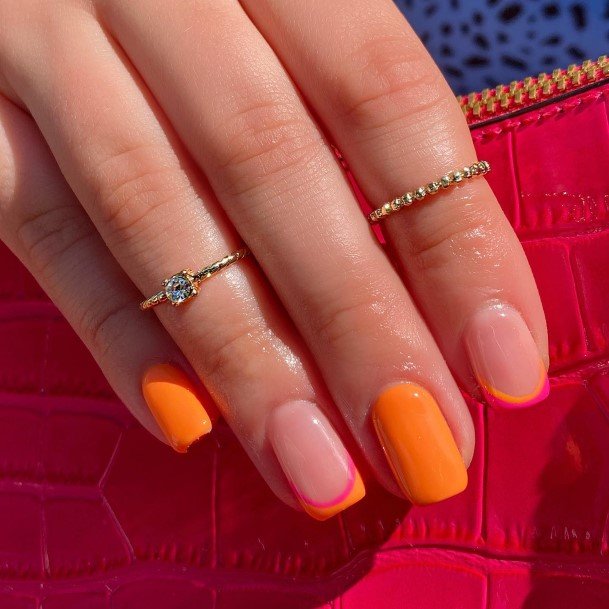 Nail Ideas Orange French Tip Design For Girls