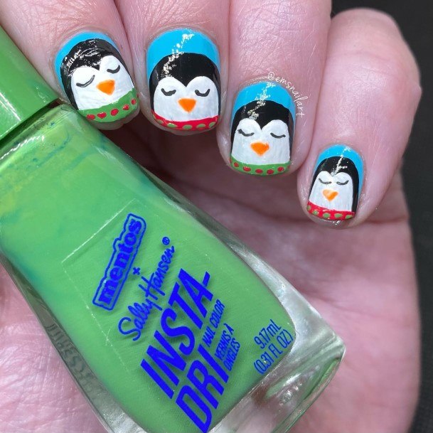 Nail Ideas Penguin Design For Girls