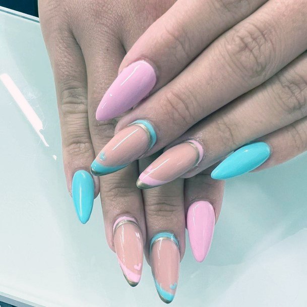 Nail Ideas Pink And Blue Design For Girls