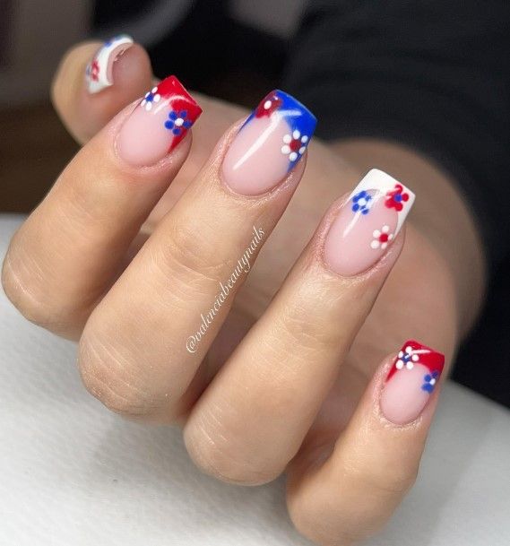 Nail Ideas Red And Blue Design For Girls