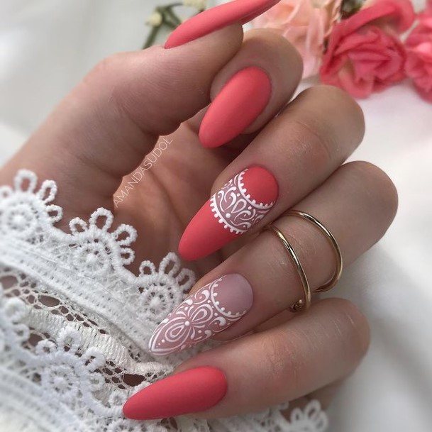 Nail Ideas Red And Nude Design For Girls