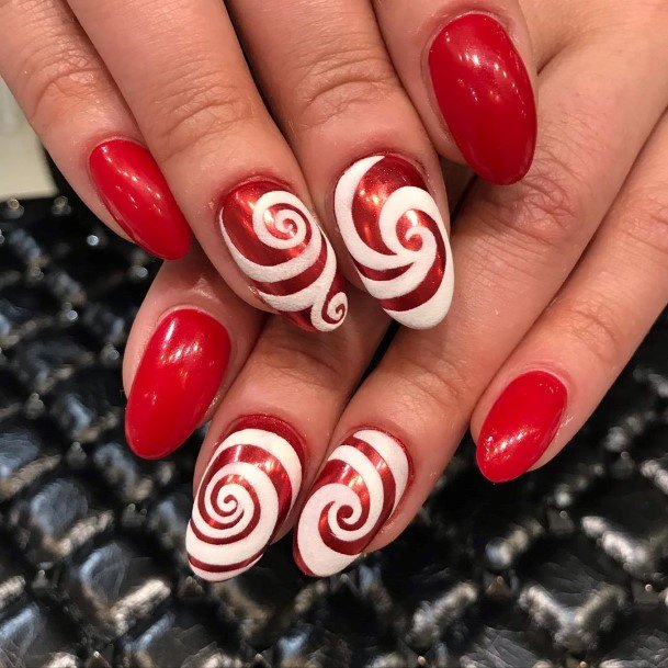 Nail Ideas Red And White Design For Girls