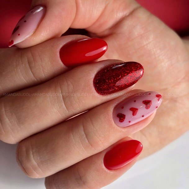 Nail Ideas Red Glitter Design For Girls