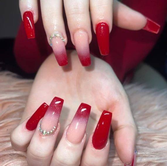 Nail Ideas Red Ombre Design For Girls