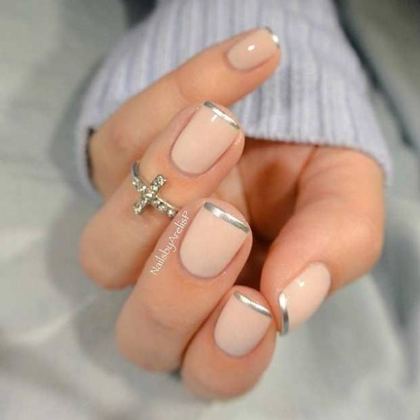 Nail Ideas Silver French Tip Design For Girls