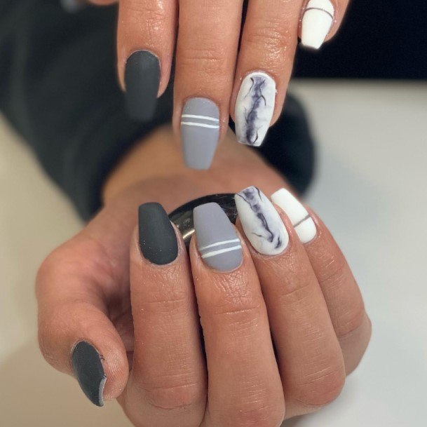 Nail Ideas Womens Black And Grey Design