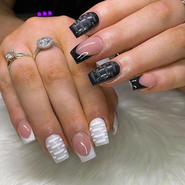 Nail Ideas Womens Black And White Design