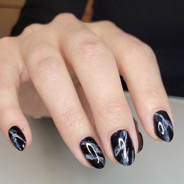 Nail Ideas Womens Black And White Marble Design