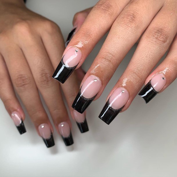 Nail Ideas Womens Black French Tip Design