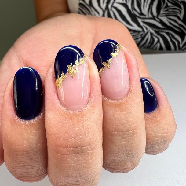 Nail Ideas Womens Blue And Gold Design