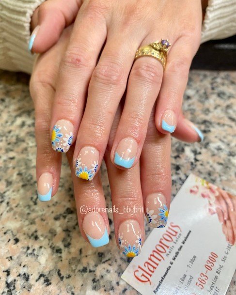 Nail Ideas Womens Blue French Tip Design