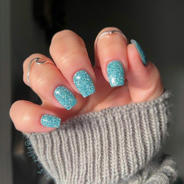 Nail Ideas Womens Blue Glitter Design