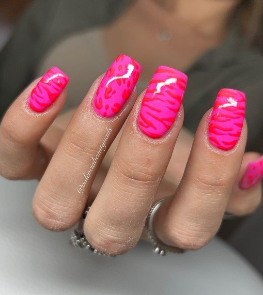 Nail Ideas Womens Bright Coral Design