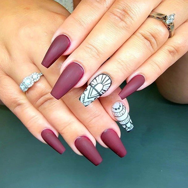 Nail Ideas Womens Burgundy Design