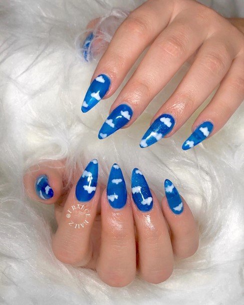 Nail Ideas Womens Clear Blue Design