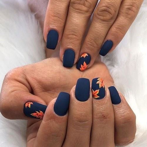 Nail Ideas Womens Dark Blue Matte Design