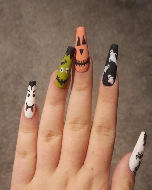 Nail Ideas Womens Frankenstein Design