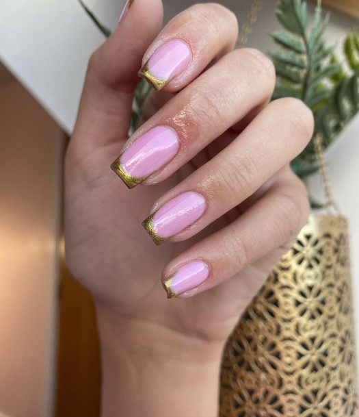 Nail Ideas Womens Gold French Tip Design