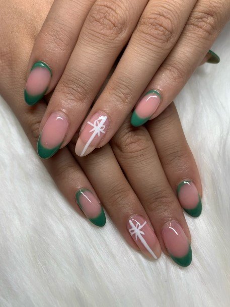 Nail Ideas Womens Green And White Design