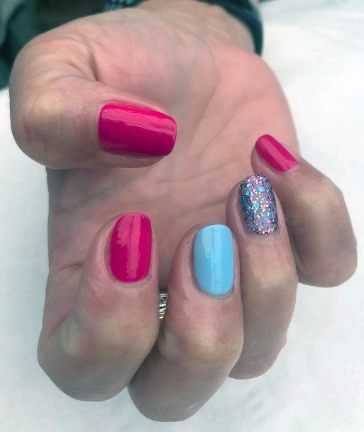 Nail Ideas Womens Pink And Blue Design