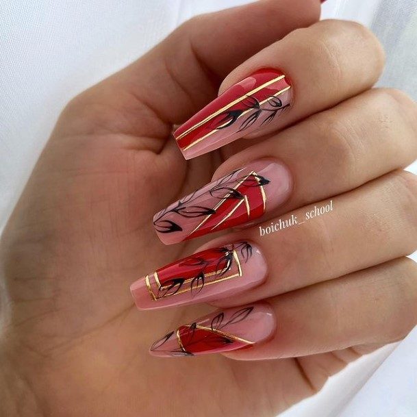 Nail Ideas Womens Red And Black Design