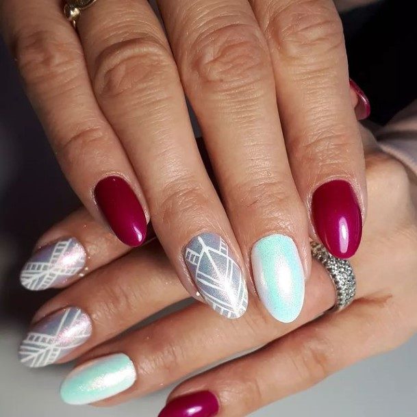 Nail Ideas Womens Red And Silver Design