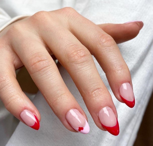 Nail Ideas Womens Red French Tip Design